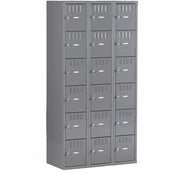 Tennsco 6-Tier No Legs Steel Box Lockers - Internal Size 12" Height x 12" Width x 18" Depth - Overall Size 72" Height x 36" Width x 18" Depth - Medium Gray - Steel