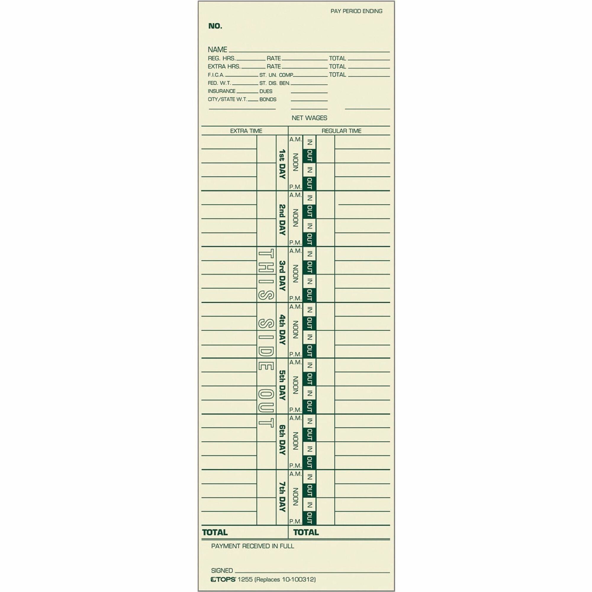 3.50" x 10.50" Sheet Size - Manila - Manila Sheet(s) - Green Print Color - 1 Box