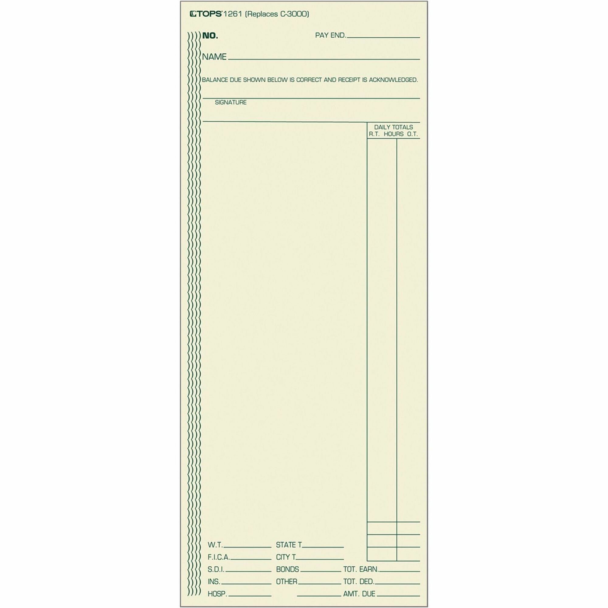 3.37" x 8.25" Sheet Size - Manila - Manila Sheet(s) - Green Print Color - 500 / Box