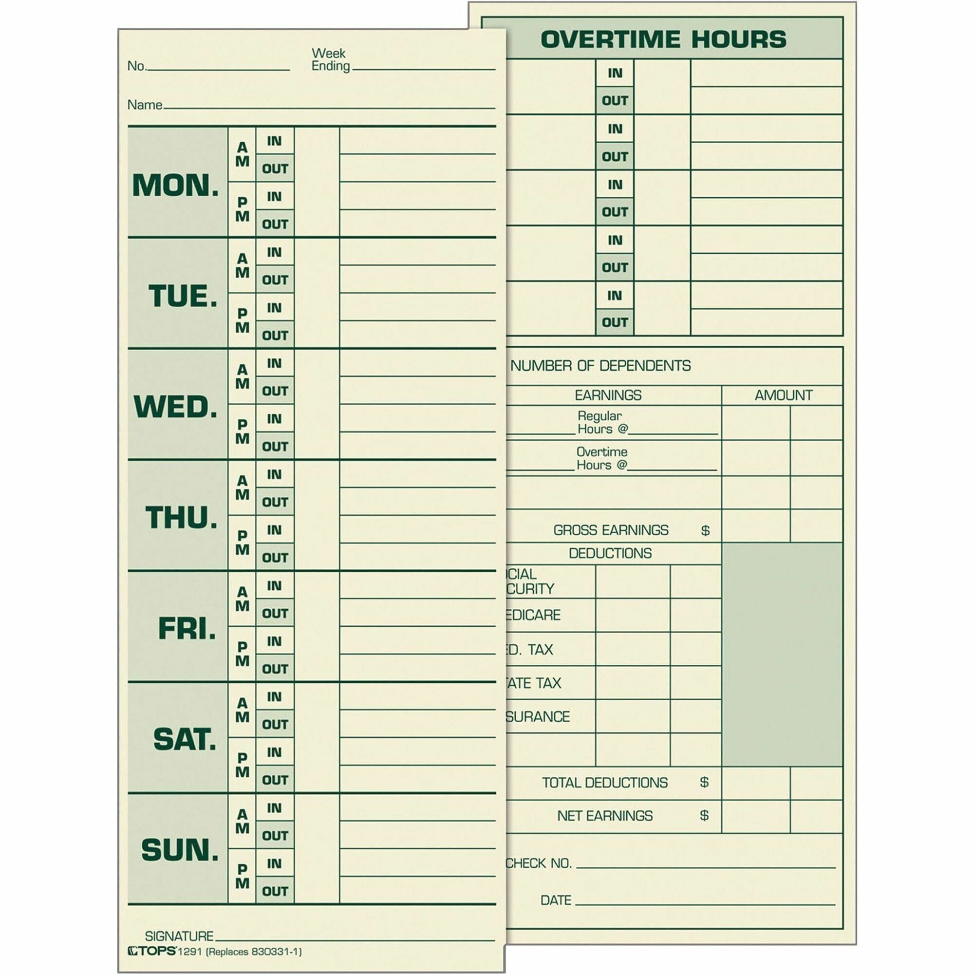Double Sided Sheet - 3.50" x 8.50" Sheet Size - Yellow - Manila Sheet(s) - Green Print Color - 500 / Box