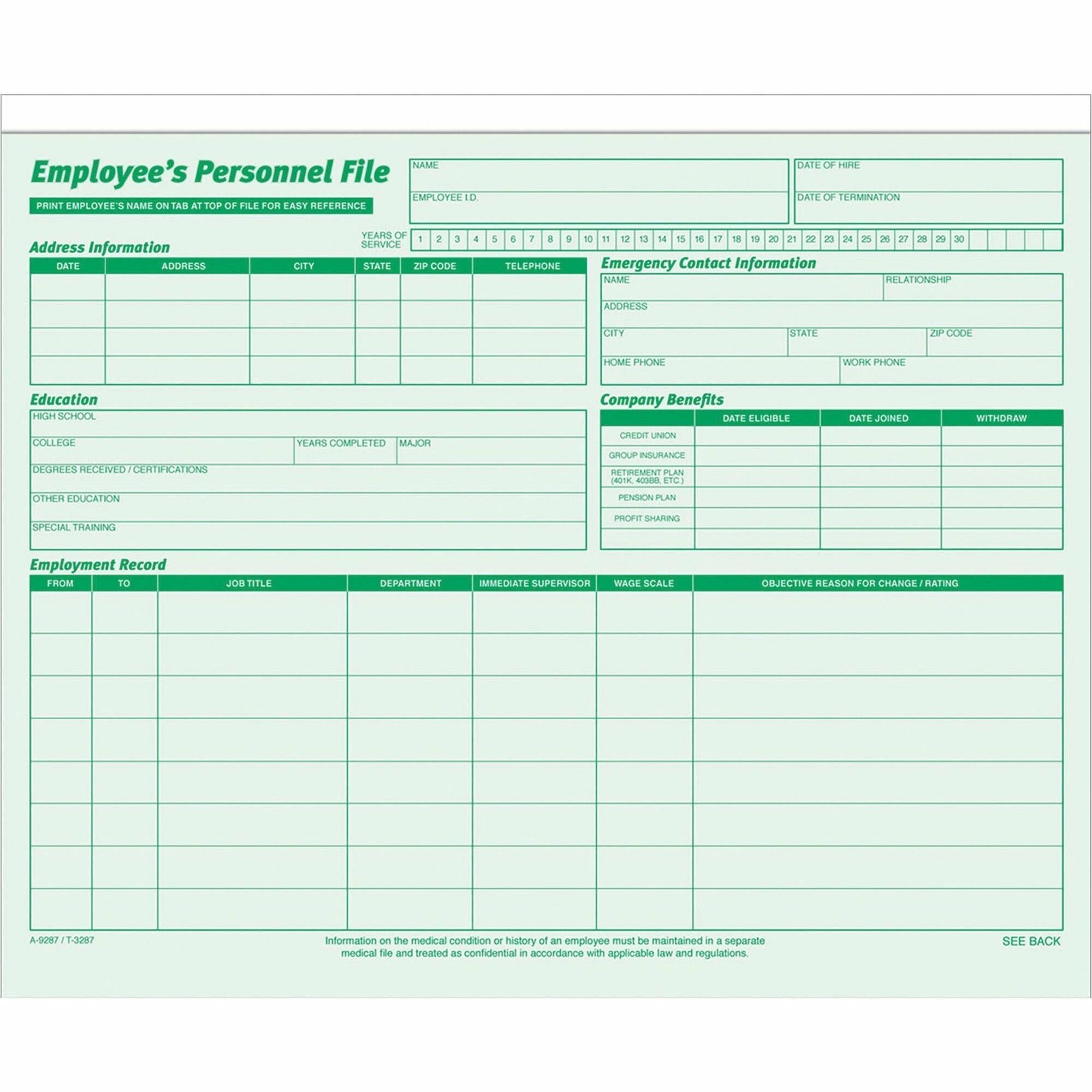 9 1/2" x 11 3/4" - Green - Preprinted - 20 / Pack