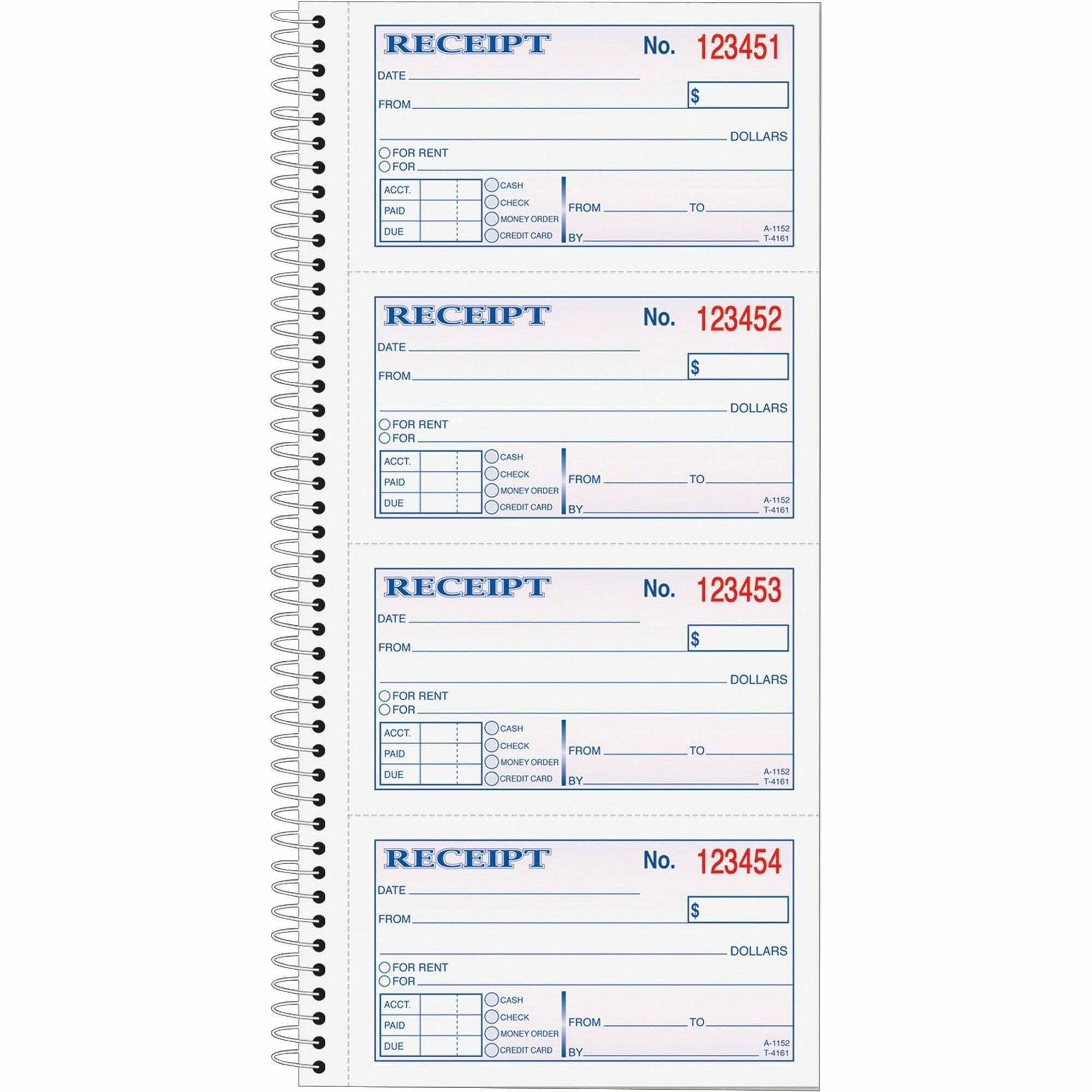 200 Sheet(s) - Wire Bound - 2 Part - Carbonless Copy - 5.50" x 11" Sheet Size - Canary, White - Blue, Red Print Color - 1 Each