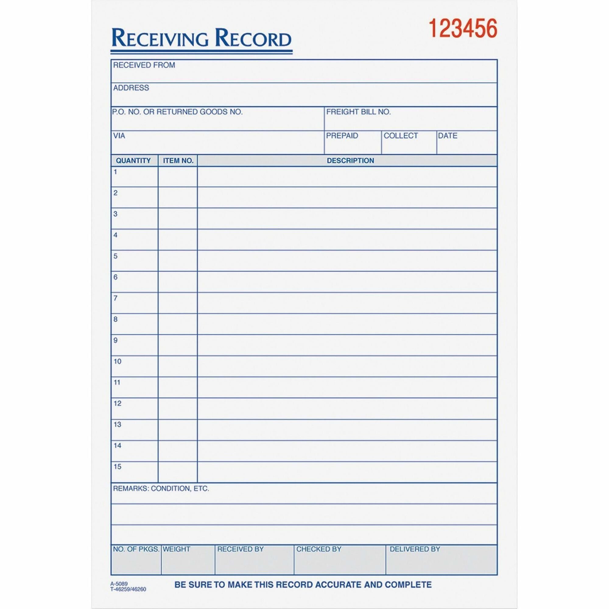3 Part - Carbonless Copy - 5.56" x 8.44" Sheet Size - 2 x Holes - Assorted Sheet(s) - Blue, Red Print Color - 1 Each