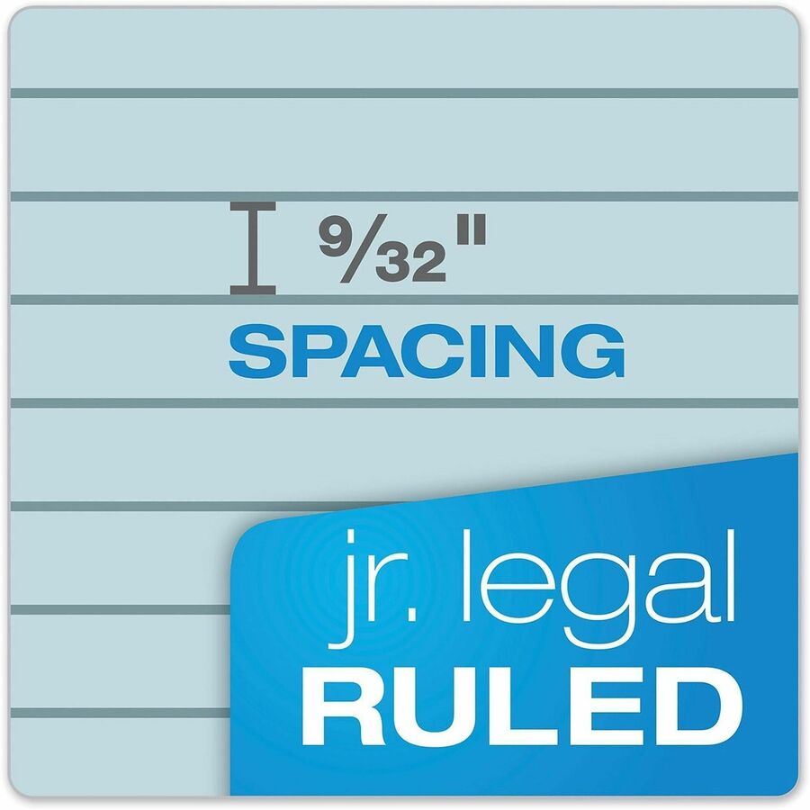 50 Sheets - 0.28" Ruled - 16 lb Basis Weight - Jr.Legal - 5" x 8" Sheet Size - Blue Paper - Hard Cover, Perforated, Rigid, Easy Tear - 12 / Pack
