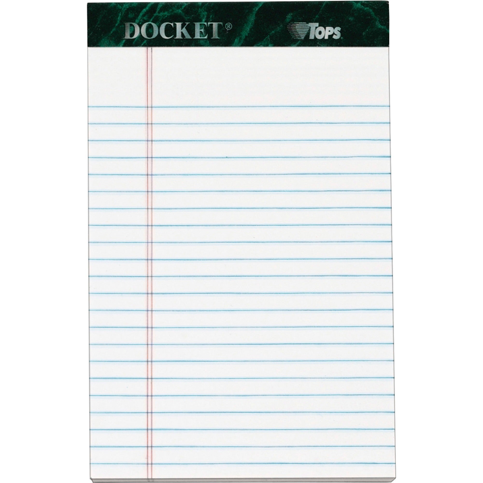 50 Sheets - Double Stitched - 0.28" Ruled - 16 lb Basis Weight - Jr.Legal - 5" x 8" Sheet Size - White Paper - Marble Green Binding - Perforated, Sturdy Back, Easy Tear, Heavyweight, Resist Bleed-through - 12 / Pack