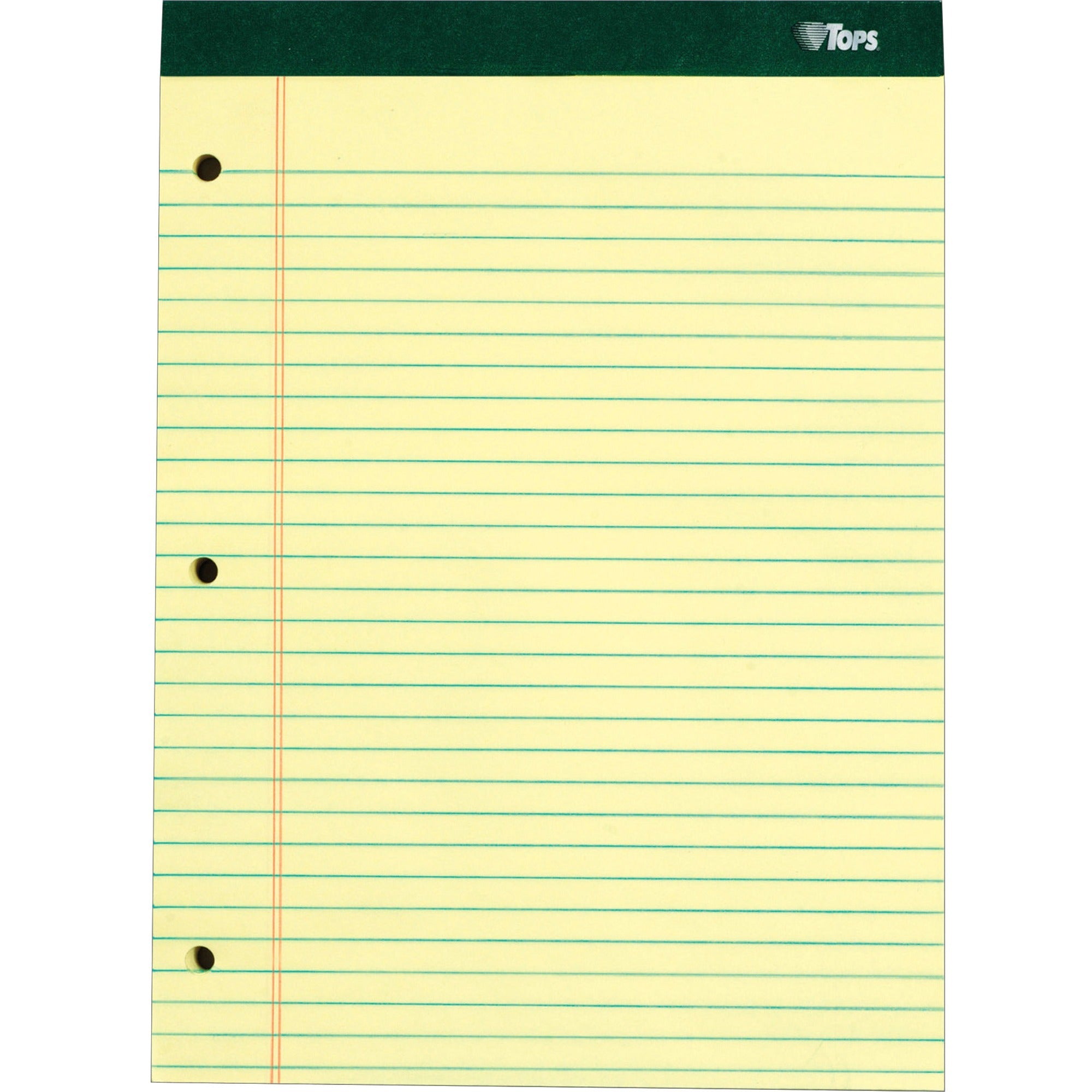 100 Sheets - Double Stitched - 0.34" Ruled - 16 lb Basis Weight - 8 1/2" x 11 3/4" Sheet Size - Canary Paper - Marble Green Binding - Perforated, Hard Cover, Resist Bleed-through - 6 / Pack
