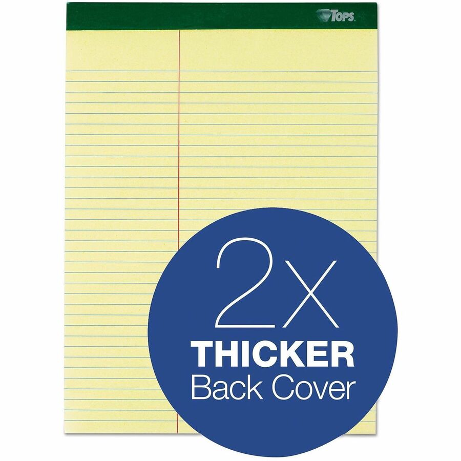 100 Sheets - 0.34" Ruled - 16 lb Basis Weight - 8 1/2" x 11 3/4" Sheet Size - Canary Paper - Marble Green Binding - Perforated, Hard Cover - 6 / Pack