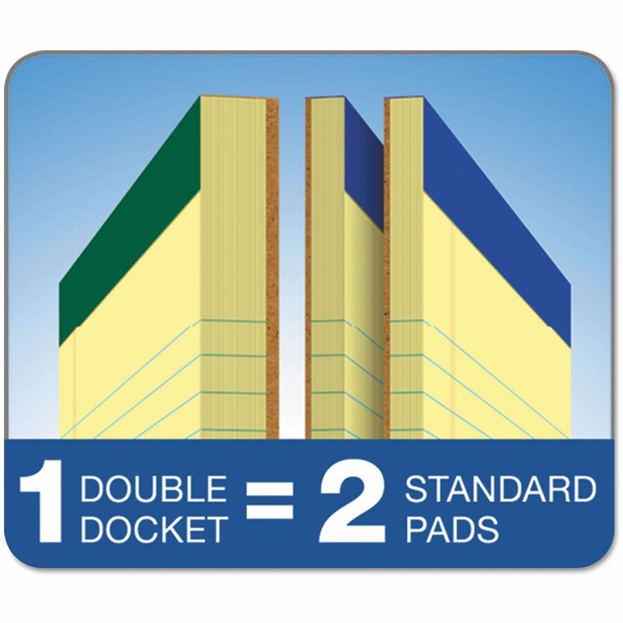 100 Sheets - 0.34" Ruled - 16 lb Basis Weight - 8 1/2" x 11 3/4" Sheet Size - Canary Paper - Marble Green Binding - Perforated, Hard Cover - 6 / Pack