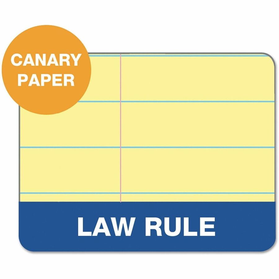 100 Sheets - 0.34" Ruled - 16 lb Basis Weight - 8 1/2" x 11 3/4" Sheet Size - Canary Paper - Marble Green Binding - Perforated, Hard Cover - 6 / Pack
