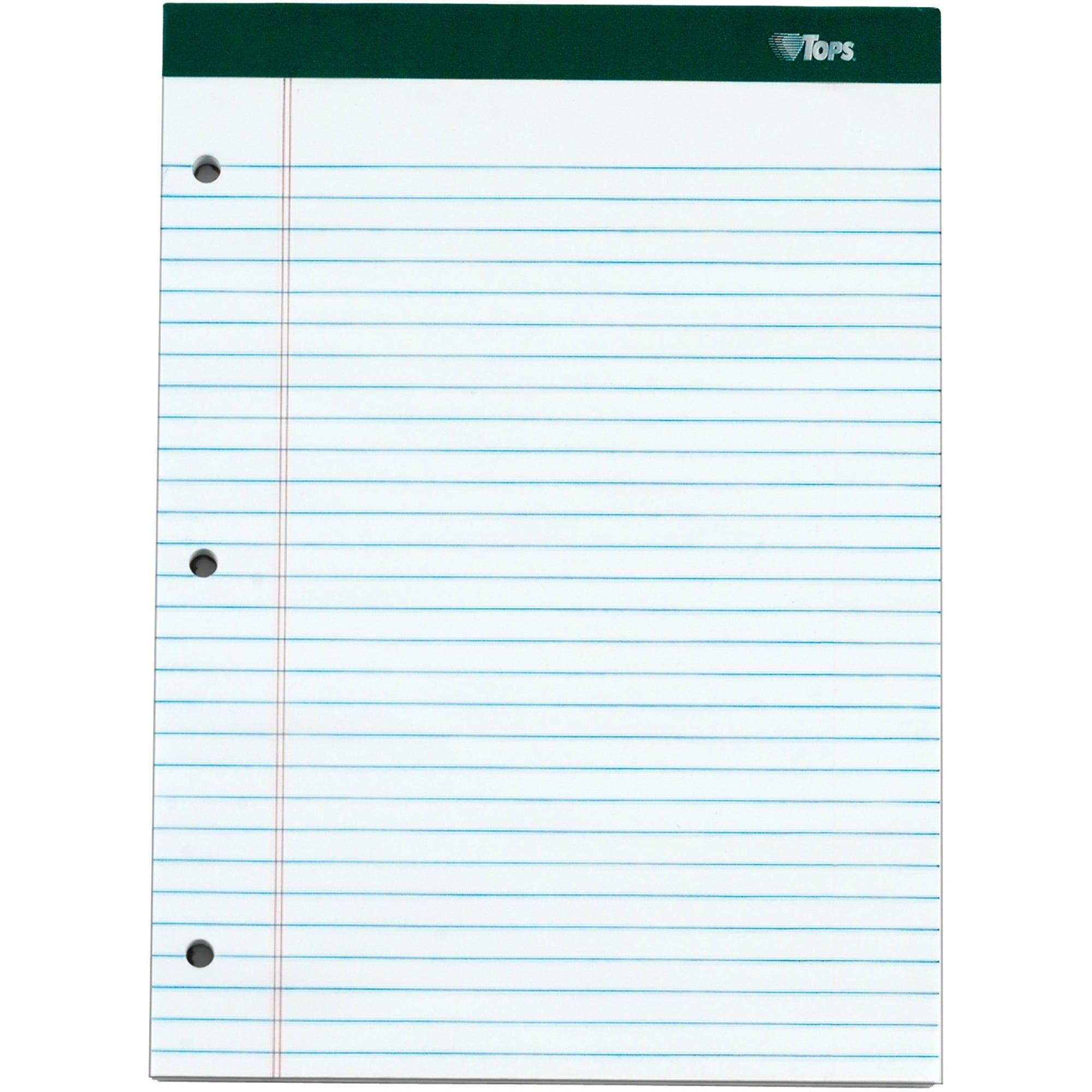 100 Sheets - Double Stitched - 0.34" Ruled - 16 lb Basis Weight - 8 1/2" x 11 3/4" Sheet Size - White Paper - Marble Green Binding - Perforated, Hard Cover, Resist Bleed-through - 6 / Pack