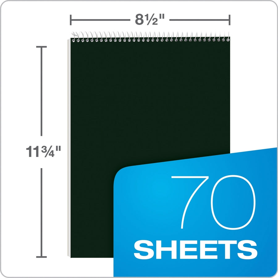 70 Sheets - Wire Bound - 8 1/2" x 11 3/4" Sheet Size - White Paper - Chipboard Cover - Perforated, Hard Cover - 1 Each