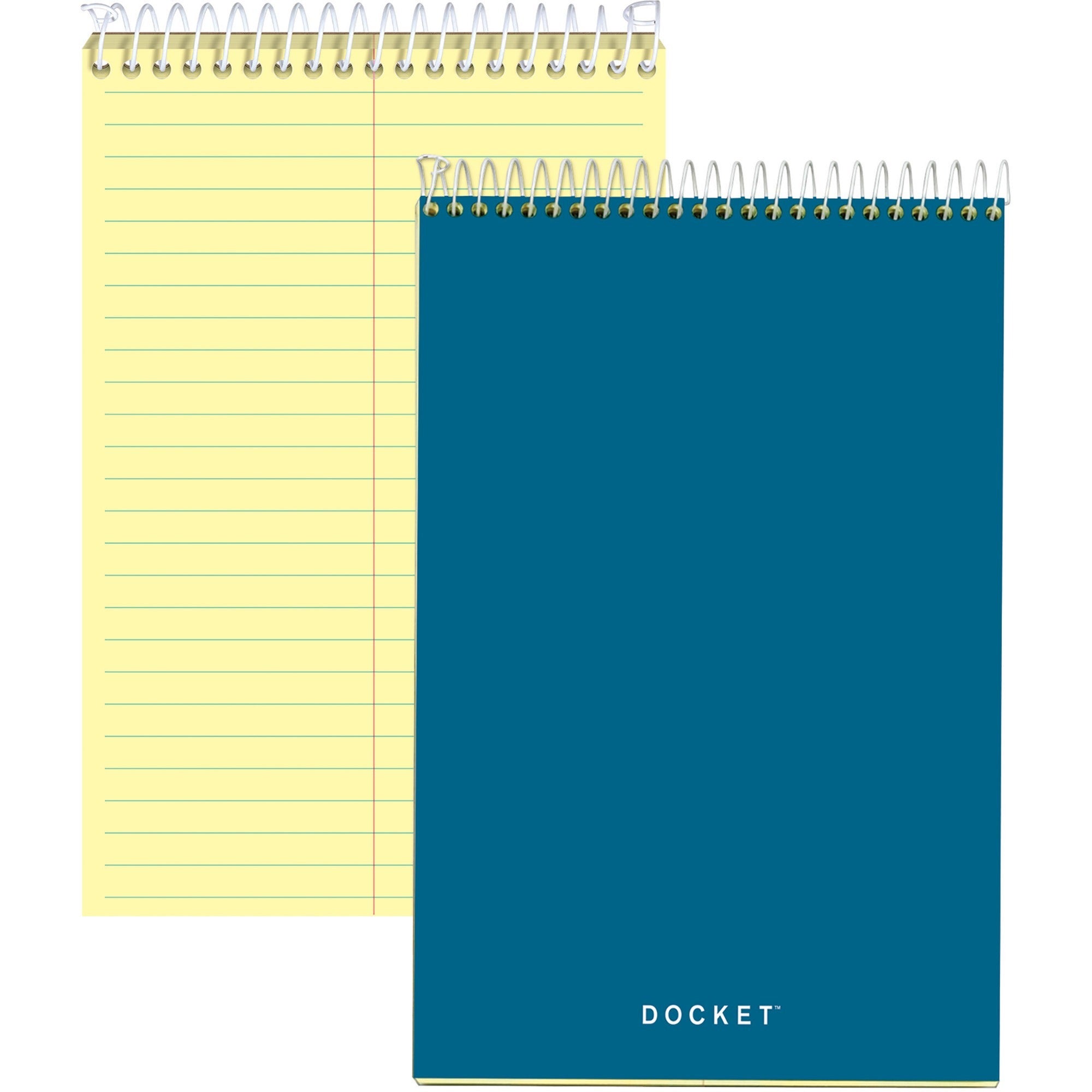 100 Sheets - Coilock - 6" x 9" Sheet Size - Canary Paper - Forest Green Chipboard Cover - Perforated, Hard Cover, Rigid - 1 Each