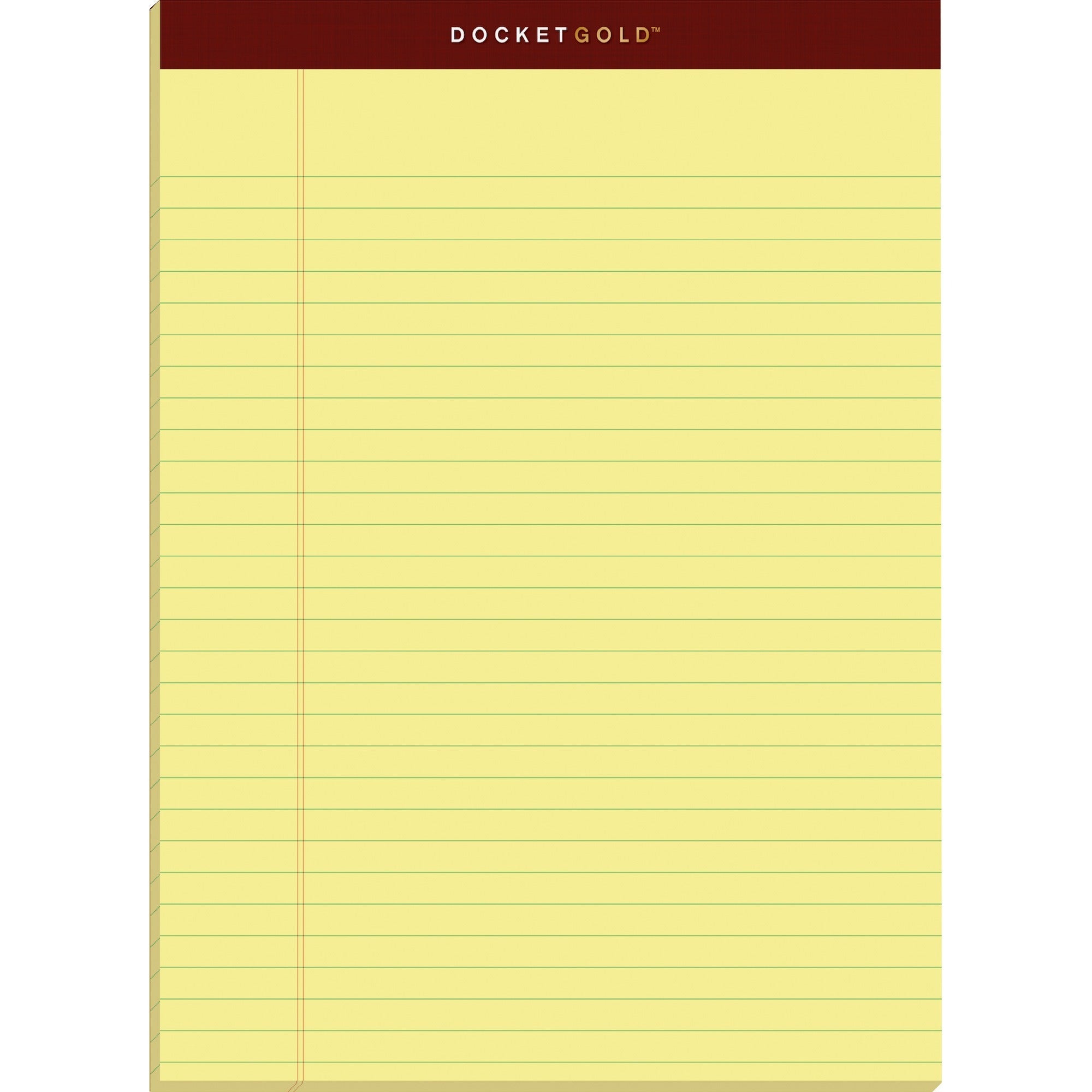 TOPS Docket Gold Legal Pads, Letter Size, 8.5" x 11", 50 Sheets per Pad, Canary Paper, Double Stitched Burgundy Binding, Perforated, Heavyweight, 20 lb, 12 Pads per Pack