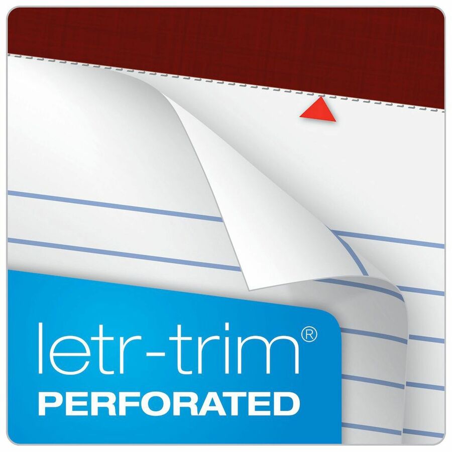 50 Sheets - Double Stitched - 0.34" Ruled - 20 lb Basis Weight - 8 1/2" x 11 3/4" Sheet Size - White Paper - Burgundy Binding - Perforated, Hard Cover, Resist Bleed-through, Easy Tear, Sturdy Back, Rigid - 12 / Pack