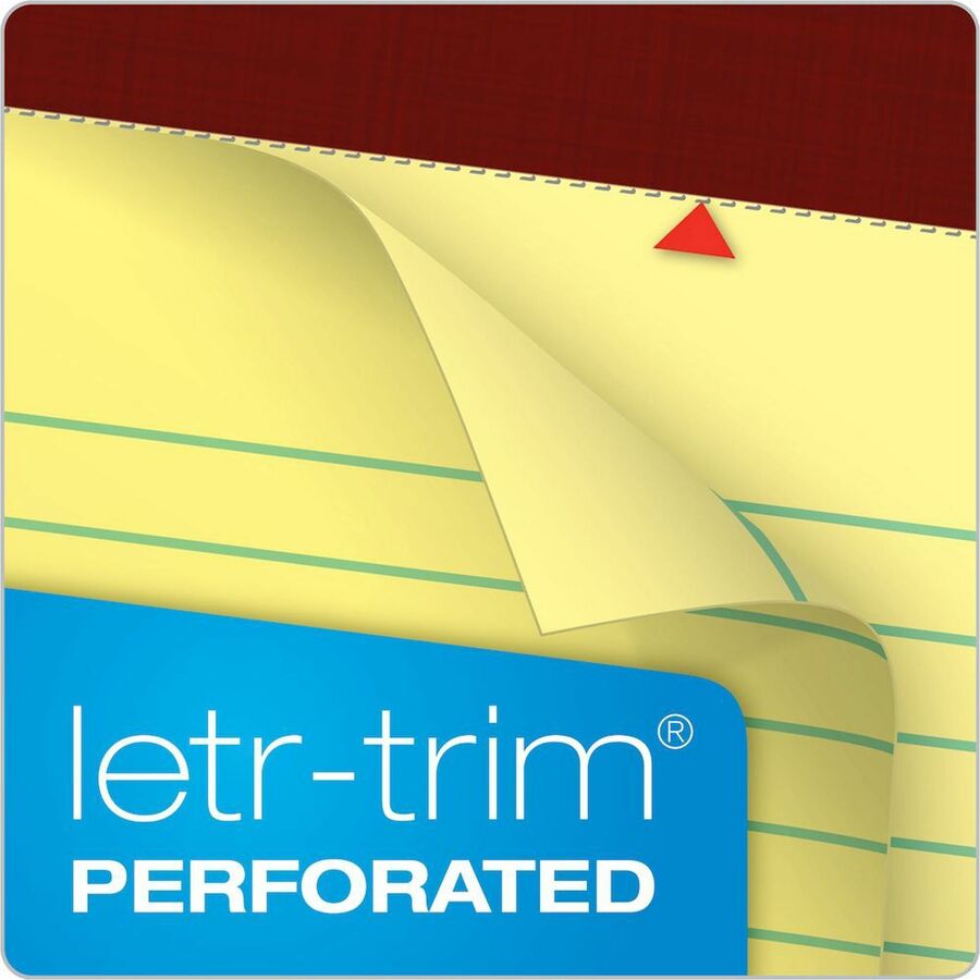 50 Sheets - Double Stitched - 0.34" Ruled - 20 lb Basis Weight - Legal - 8 1/2" x 14" Sheet Size - Canary Paper - Burgundy Binding - Perforated, Hard Cover, Heavyweight, Resist Bleed-through, Easy Tear, Sturdy Back, Rigid - 12 / Pack