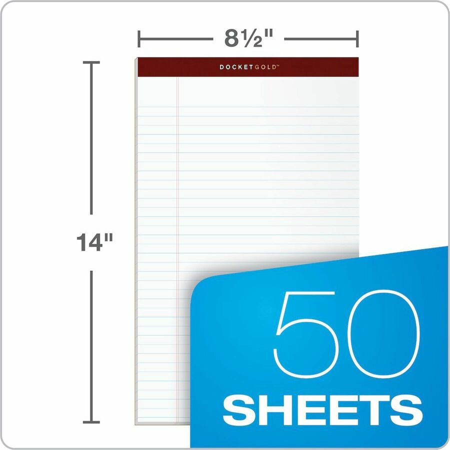 50 Sheets - Double Stitched - 0.34" Ruled - 20 lb Basis Weight - Legal - 8 1/2" x 14" Sheet Size - White Paper - Burgundy Binding - Perforated, Hard Cover, Heavyweight, Bond Paper, Resist Bleed-through, Easy Tear, Sturdy Back, Rigid - 12 / Pack