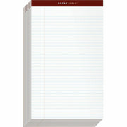 50 Sheets - Double Stitched - 0.34" Ruled - 20 lb Basis Weight - Legal - 8 1/2" x 14" Sheet Size - White Paper - Burgundy Binding - Perforated, Hard Cover, Heavyweight, Bond Paper, Resist Bleed-through, Easy Tear, Sturdy Back, Rigid - 12 / Pack