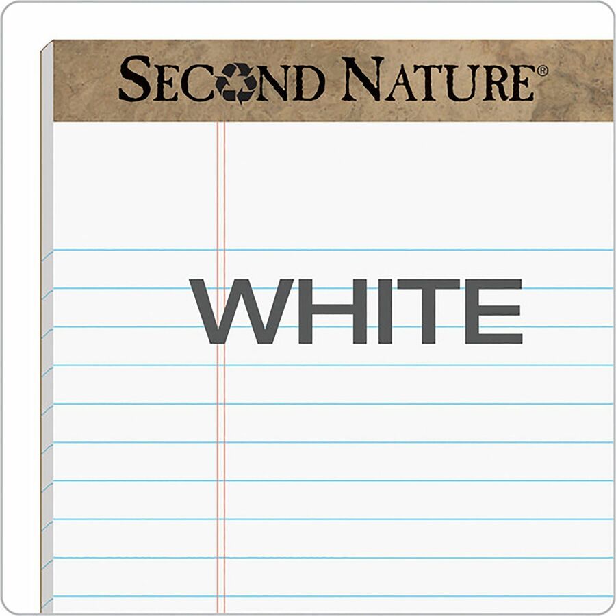 50 Sheets - 0.34" Ruled - Red Margin - 15 lb Basis Weight - 8 1/2" x 11 3/4" Sheet Size - White Paper - Perforated, Resist Bleed-through, Easy Tear - Recycled - 1 Dozen