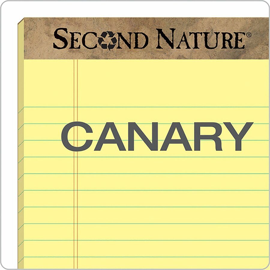 50 Sheets - 0.34" Ruled - Red Margin - 15 lb Basis Weight - 8 1/2" x 11 3/4" Sheet Size - Canary Paper - Perforated, Resist Bleed-through, Easy Tear - Recycled - 1 Dozen