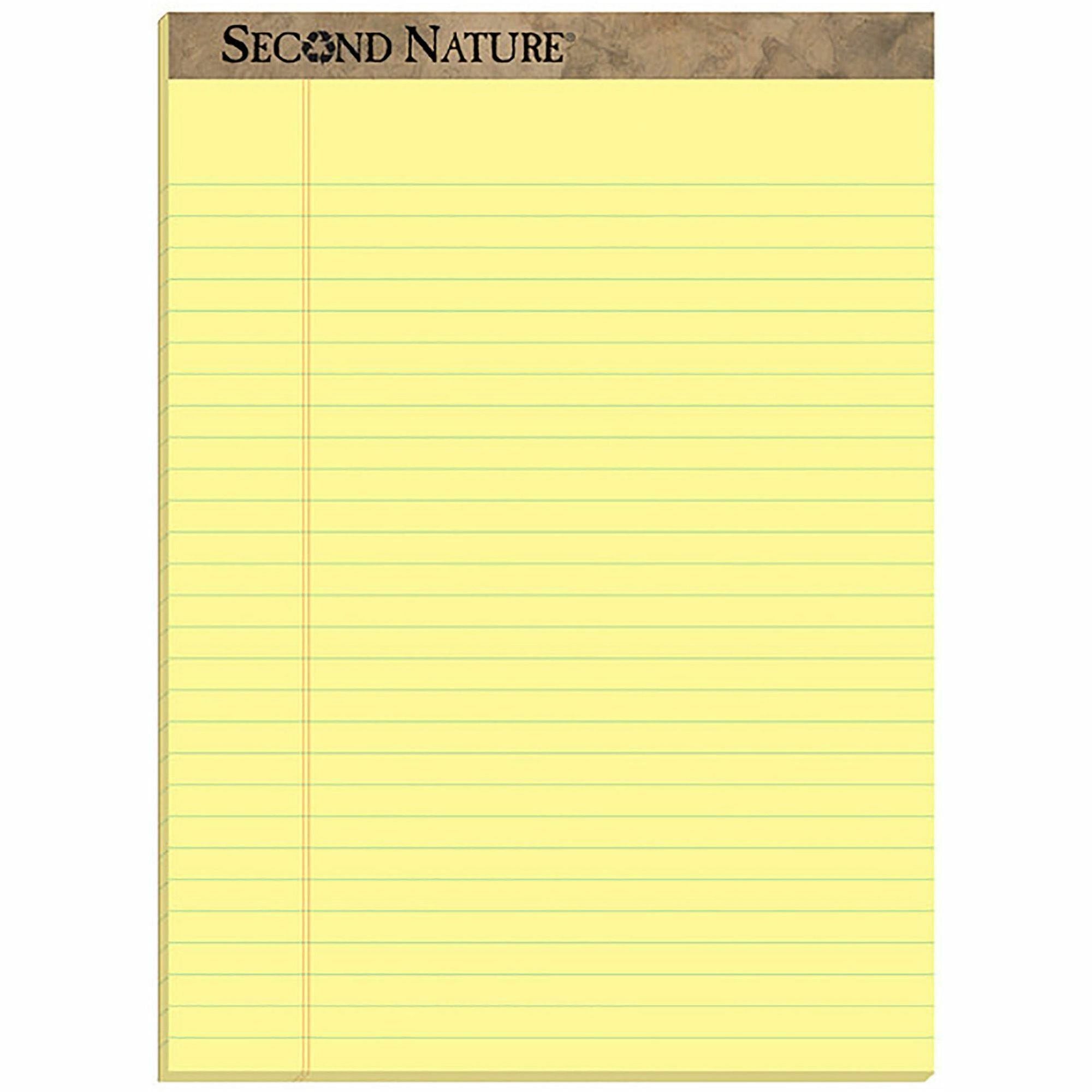 50 Sheets - 0.34" Ruled - Red Margin - 15 lb Basis Weight - 8 1/2" x 11 3/4" Sheet Size - Canary Paper - Perforated, Resist Bleed-through, Easy Tear - Recycled - 1 Dozen