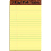 TOPS The Legal Pad Writing Pad - 50 Sheets - Double Stitched - 0.28" Ruled - 16 lb Basis Weight - Jr.Legal - 5" x 8" Sheet Size - Canary Paper - Chipboard Cover - Perforated, Hard Cover, Removable - 1 Dozen