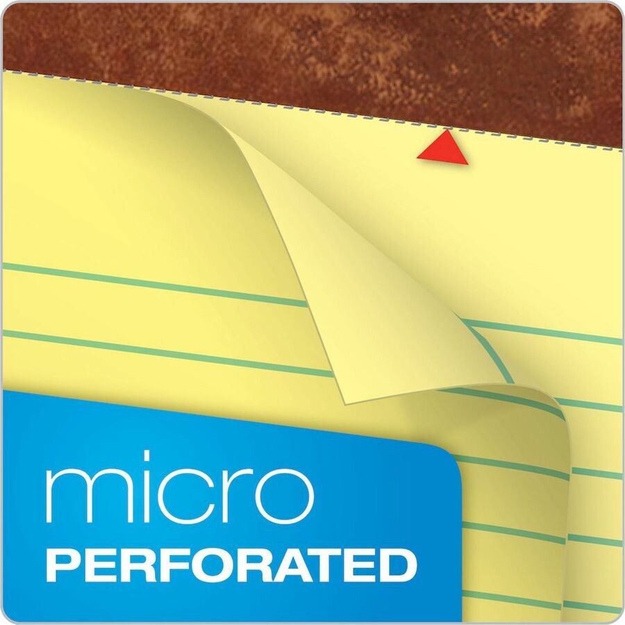 TOPS The Legal Pad Writing Pad - 50 Sheets - Double Stitched - 0.28" Ruled - 16 lb Basis Weight - Jr.Legal - 5" x 8" Sheet Size - Canary Paper - Chipboard Cover - Perforated, Hard Cover, Removable - 1 Dozen