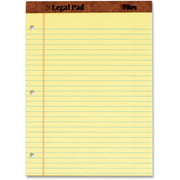 TOPS The Legal Pad Writing Pad - 50 Sheets - Double Stitched - 0.34" Ruled - 16 lb Basis Weight - 8 1/2" x 11 3/4" Sheet Size - Canary Paper - Perforated, Punched, Hard Cover - 1 Dozen