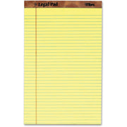 50 Sheets - Double Stitched - 0.34" Ruled - 16 lb Basis Weight - Legal - 8 1/2" x 14" Sheet Size - Canary Paper - Perforated, Hard Cover, Heavyweight - 1 Dozen