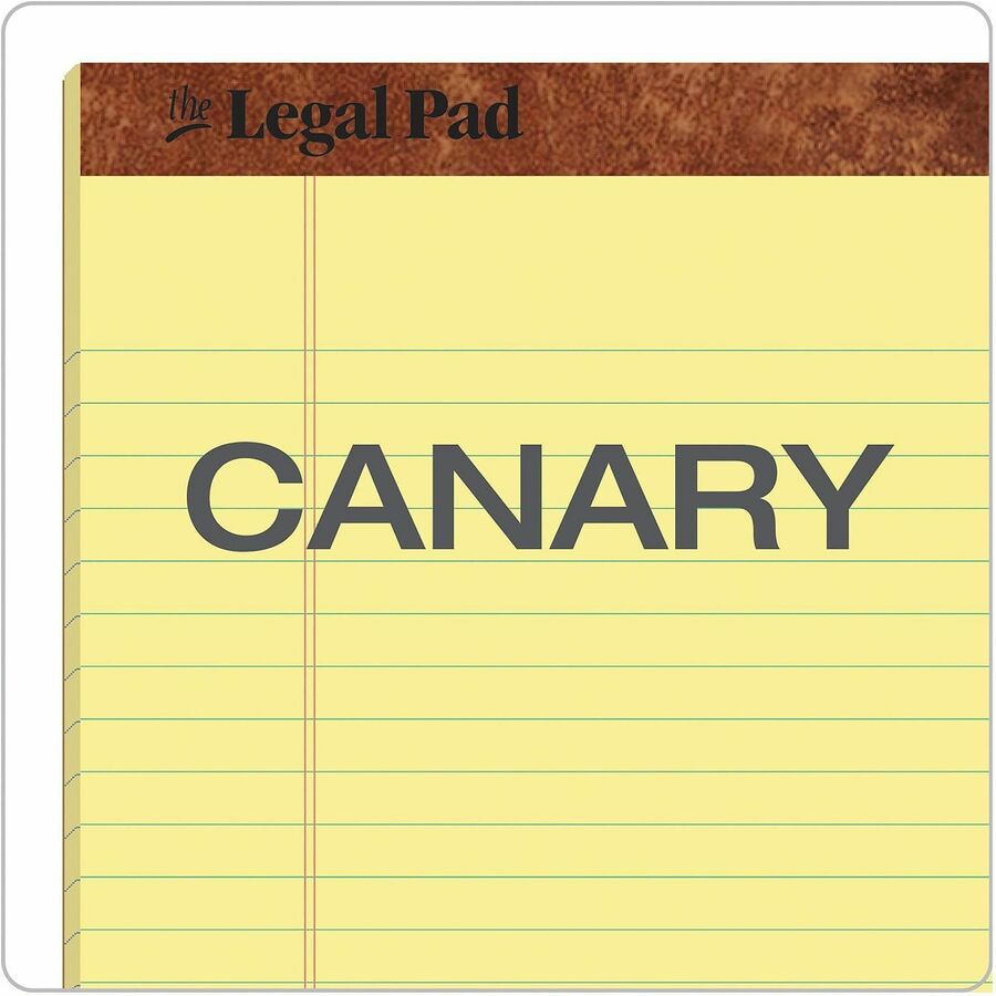 50 Sheets - Double Stitched - 0.34" Ruled - 16 lb Basis Weight - Legal - 8 1/2" x 14" Sheet Size - Canary Paper - Perforated, Hard Cover, Heavyweight - 1 Dozen