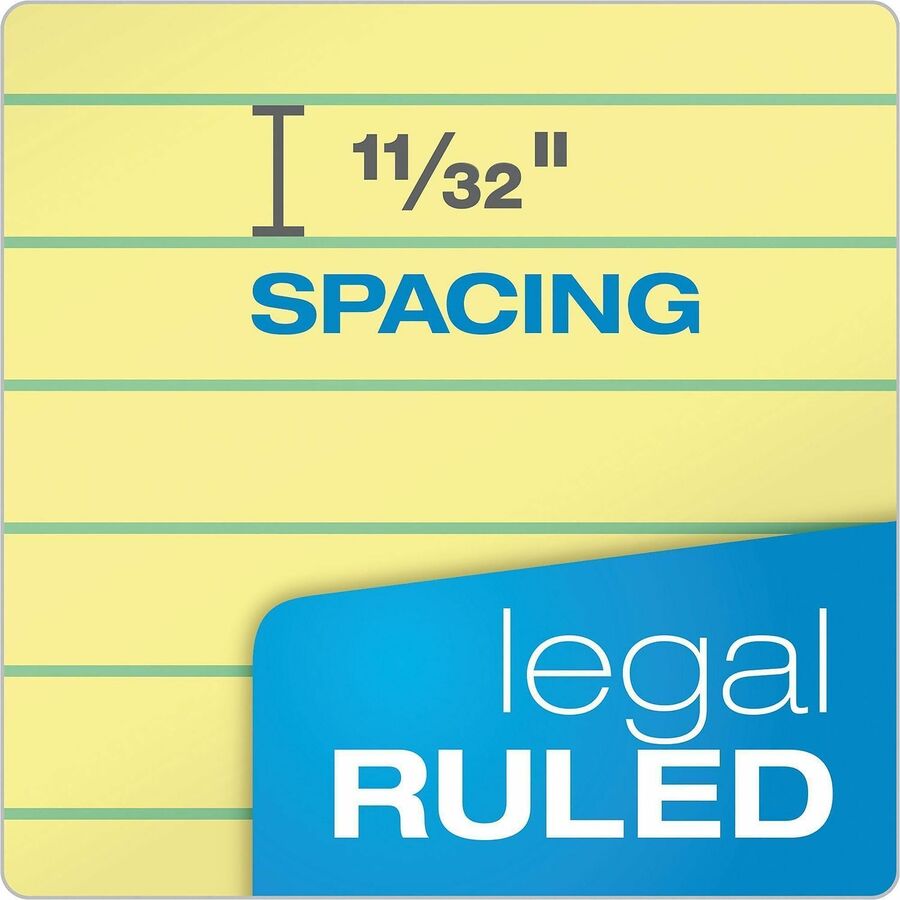 50 Sheets - Double Stitched - 0.34" Ruled - 16 lb Basis Weight - Legal - 8 1/2" x 14" Sheet Size - Canary Paper - Perforated, Hard Cover, Heavyweight - 1 Dozen