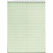 60 Sheets - Wire Bound - Ruled Margin - 6" x 9" Sheet Size - Green Paper - Hardboard Cover - WireLock - 12 / Pack