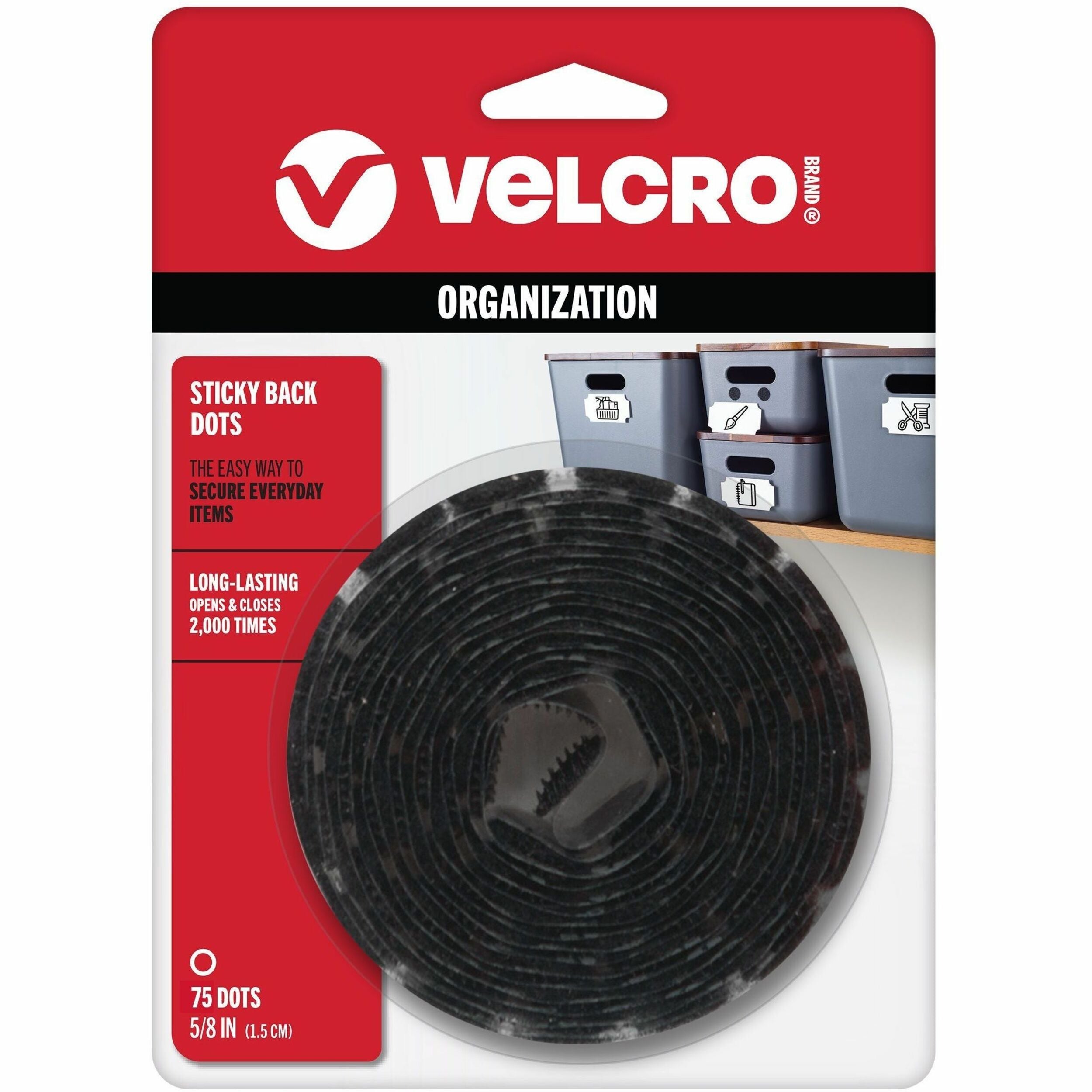 0.62" Diameter - Black - For Mounting, Multi Surface, Smooth Surface, Hanging, Indoor, Outdoor, Metal, Glass - 50 / Pack