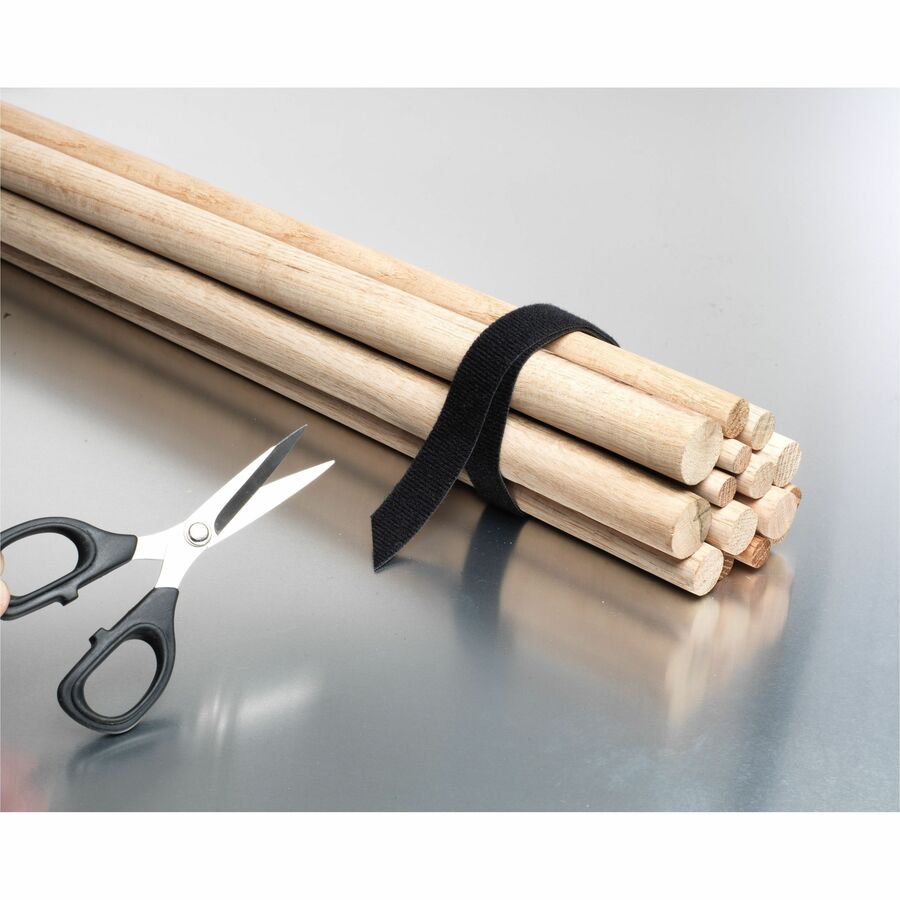 12 ft Length x 0.75" Width - Black - For Bundling, Wrapping, Holding, Indoor, Outdoor, Multipurpose, Home, Worksite, Office, Transportation, Garage, ... Roll - 1 / Pack