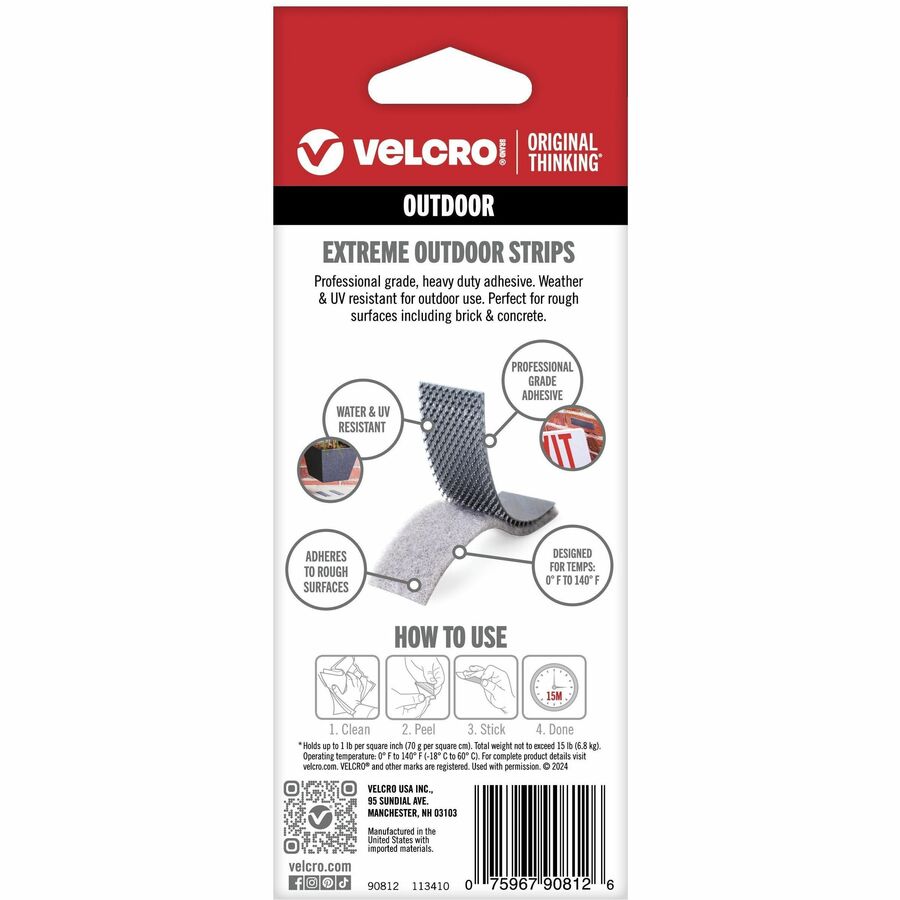 4" Length x 1" Width - Titanium - Polyester - Water Resistant, UV Resistant, Weather Resistant - For Brick, Wood, Concrete, Outdoor, Rough Surface, Tools, Hanging, Storing, Mounting, Indoor, Wall, ... Strip - 10 / Pack