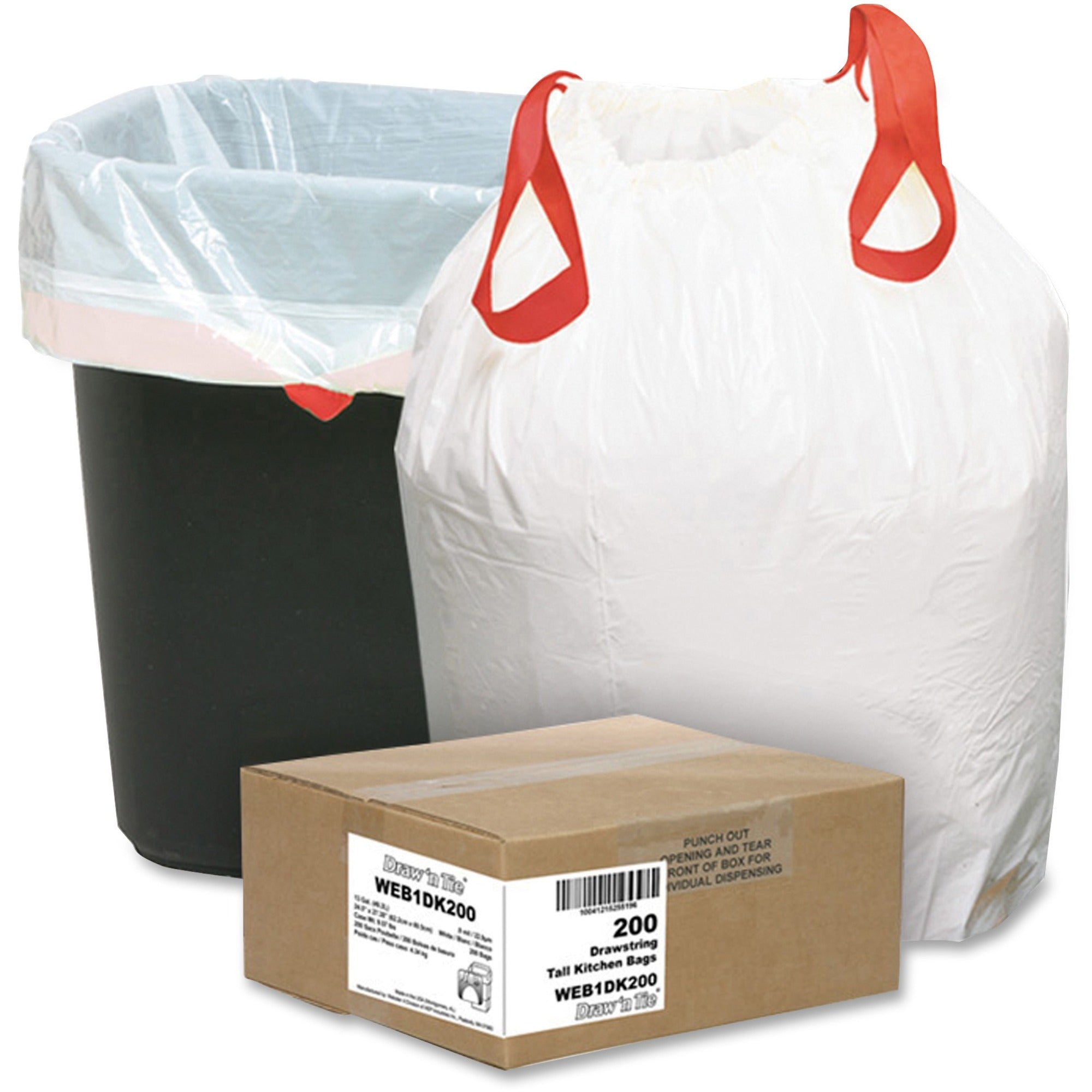 Small Size - 13 gal Capacity - 27.38" Length x 24.50" Width x 0.90 mil (23 Micron) Thickness - White - Resin - 1 Carton