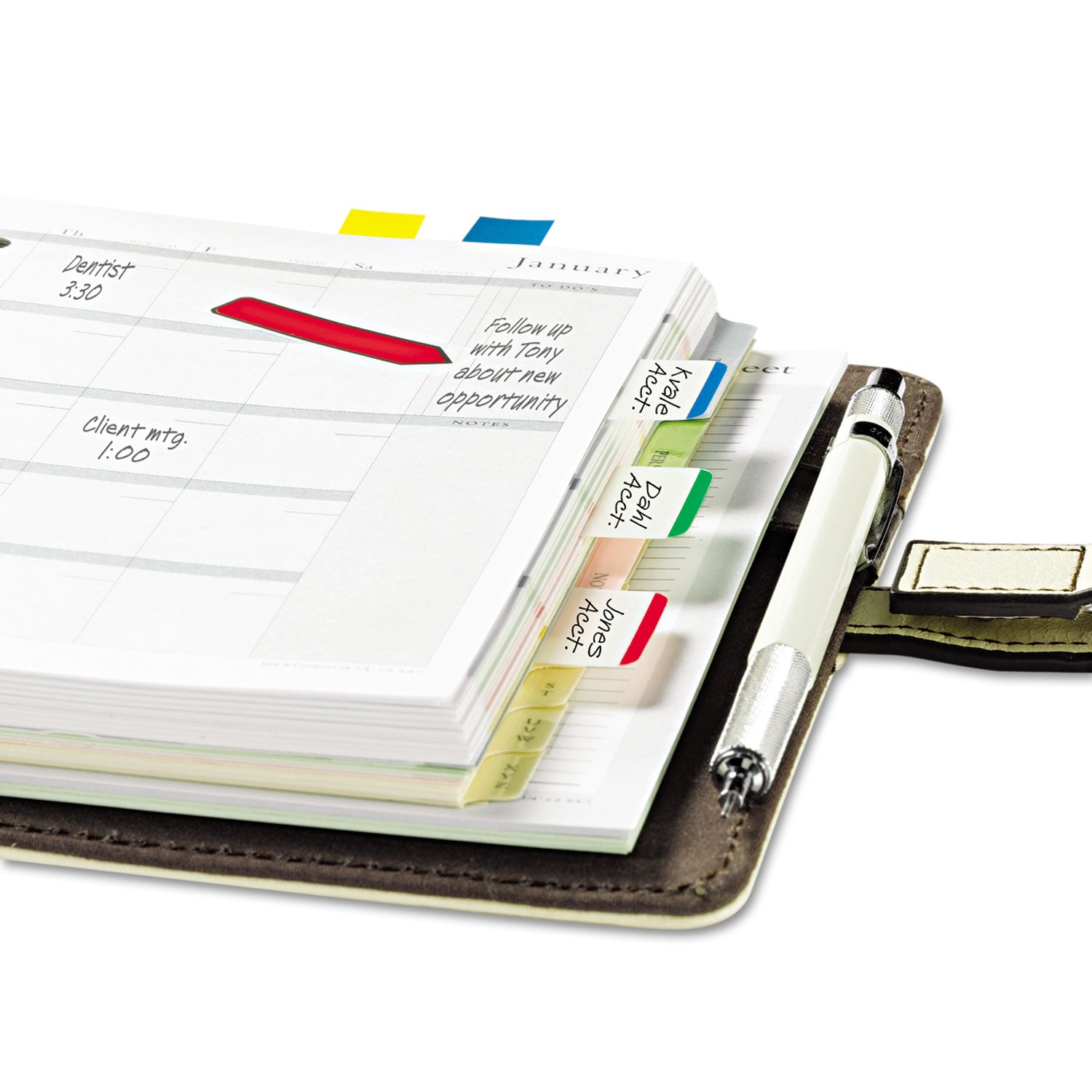 Post-it&reg; Durable Tabs - 1.50" Tab Height x 1" Tab Width - Green, Red, Blue Tab(s) - Repositionable - 1 Pack