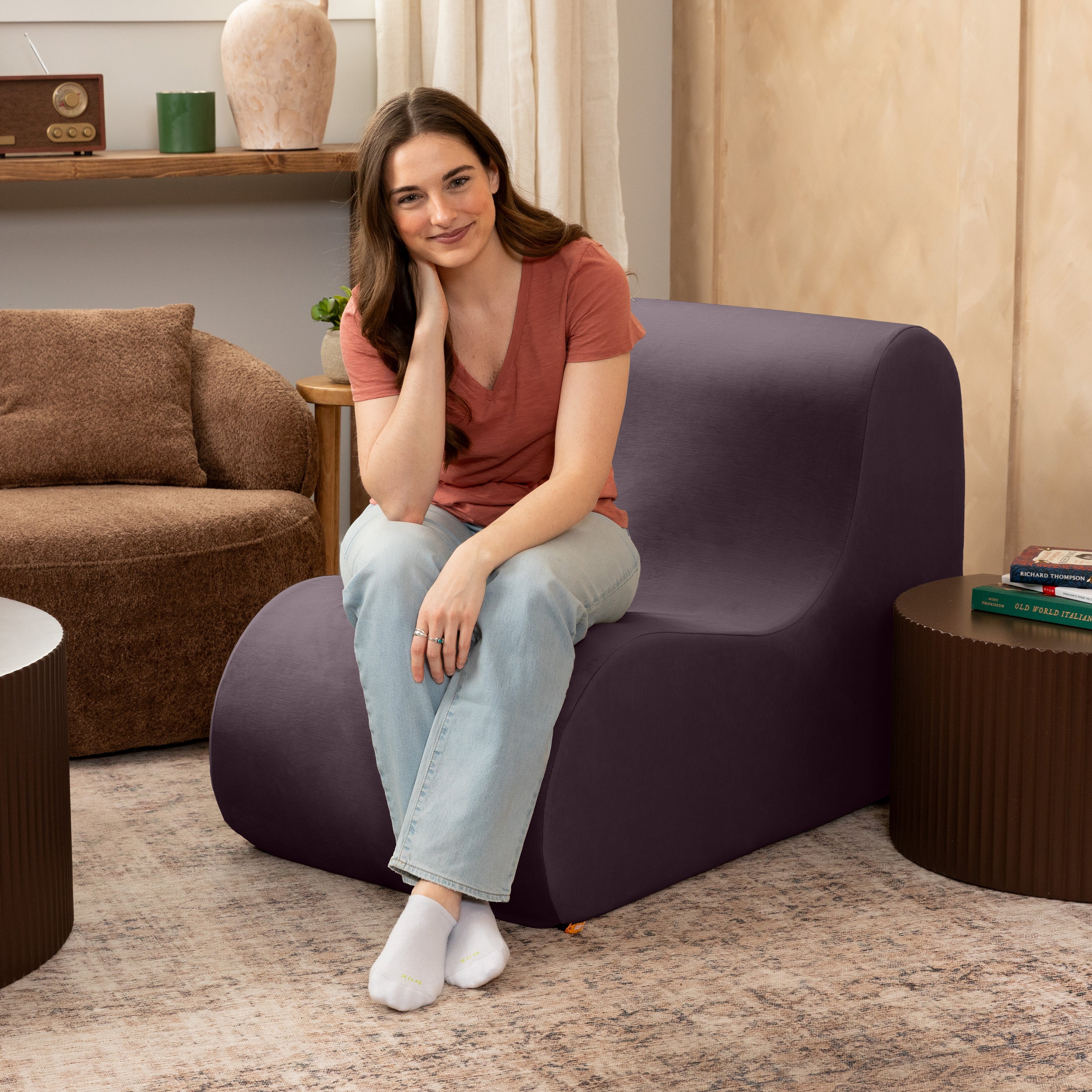 Jaxx Uptown Large Modern Armless Accent Chair, Pinot
