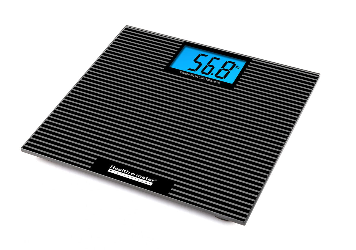 Digital Glass Scale with Anti-Slip Tread and Backlight (440 lb/200 kg), 13" x 13" Platform, Case of 2