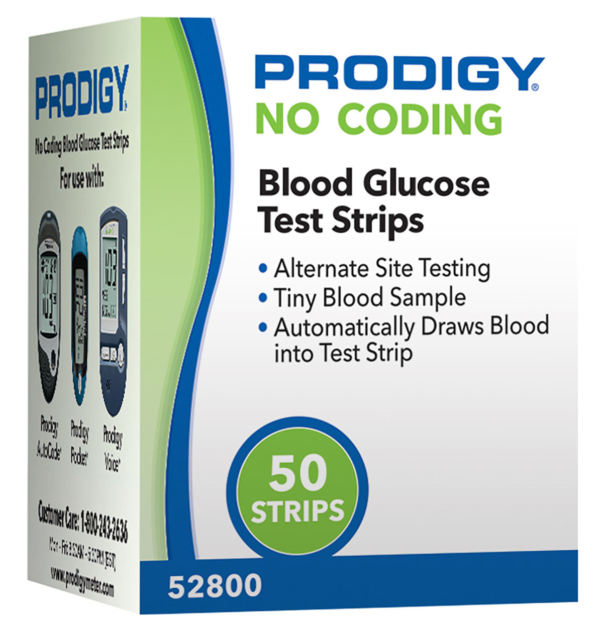 Prodigy No Coding Blood Glucose Test Strips, 50 count