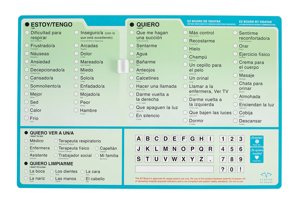 EZ Communication Board, Spanish Word Board