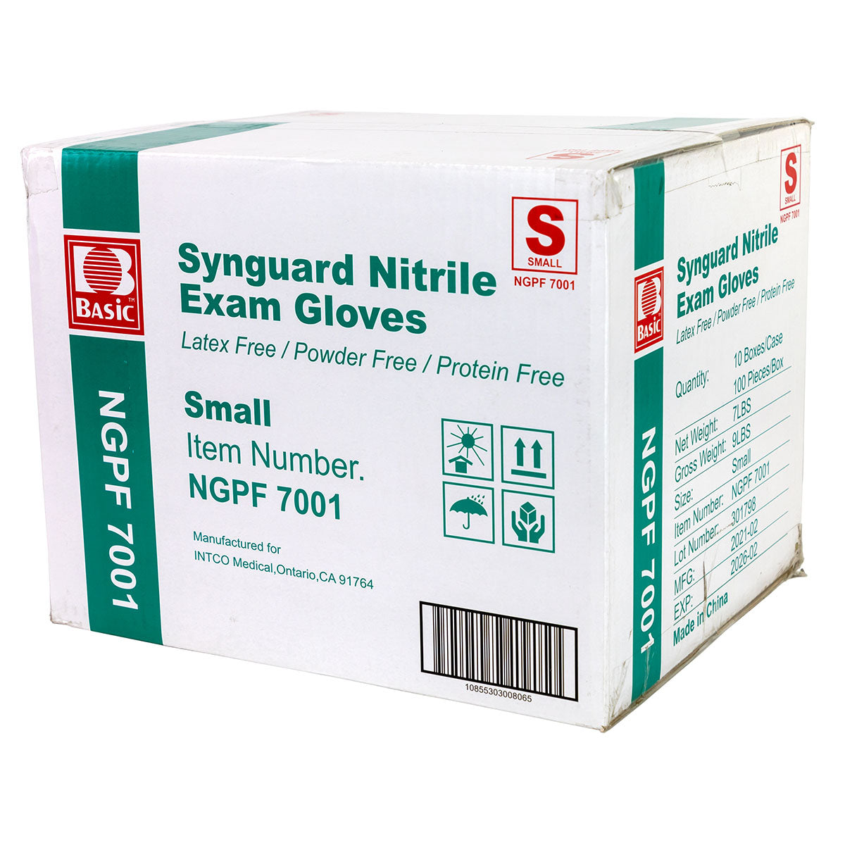 Nitrile Exam Gloves, Latex-Free, Blue, Small, Case of 10 (100 pieces per box, 1000 pieces total)