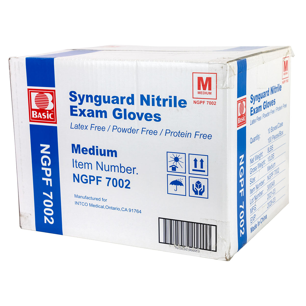 Nitrile Exam Gloves, Latex-Free, Blue, Medium, Case of 10 (100 pieces per box, 1000 pieces total)