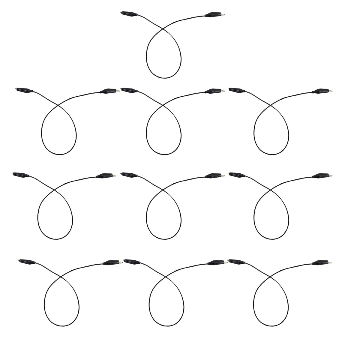 Connector Cord, 12", Alligator to Alligator, Black, Pack of 10