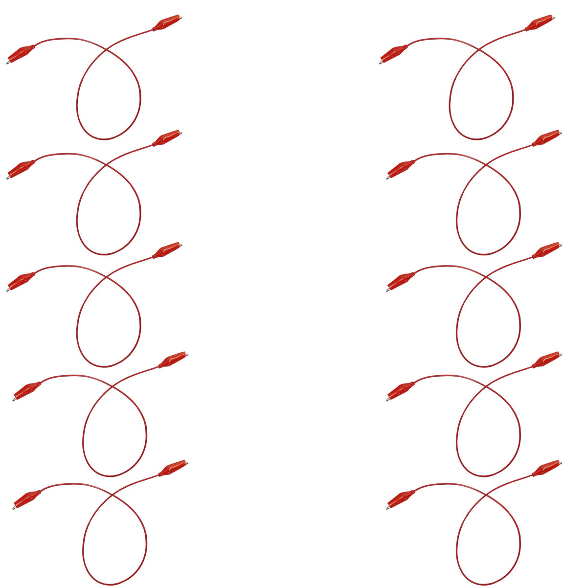 Connector Cord, 12", Alligator to Alligator, Red, Pack of 10