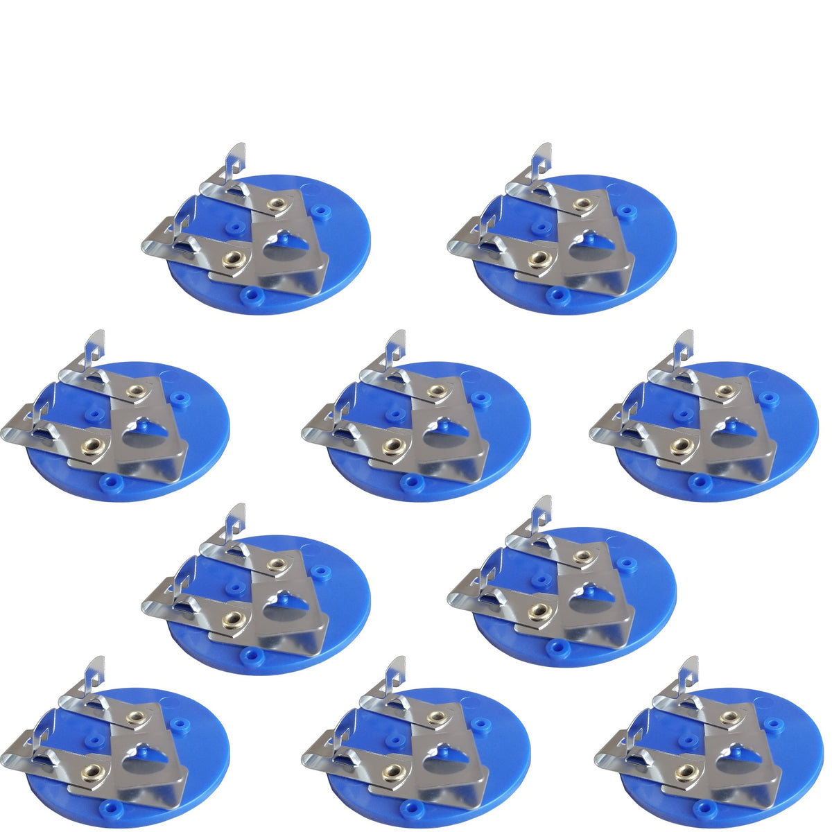 Lamp Receptacle Holder Blue Disc Style with Clips, Pack of 10