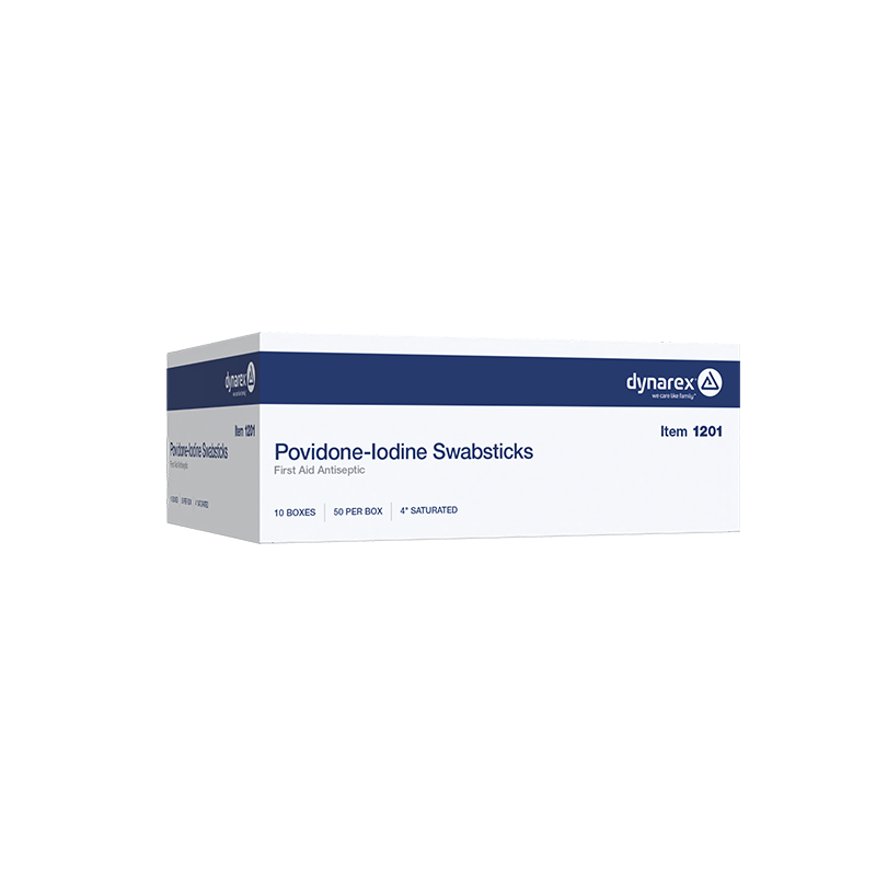 Povidone Iodine Swabsticks, 1 Swabstick per Packet - 50 packets per Box/10 Boxes per Case