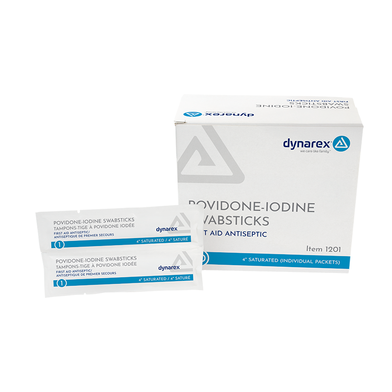 Povidone Iodine Swabsticks, 1 Swabstick per Packet - 50 packets per Box/10 Boxes per Case