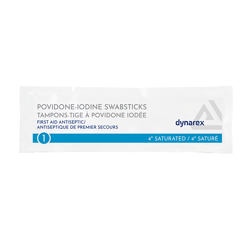 Povidone Iodine Swabsticks, 1 Swabstick per Packet - 50 packets per Box/10 Boxes per Case