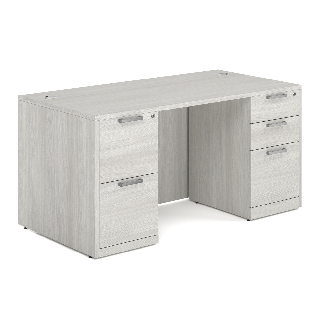 OfficeSource Laminate Double Full Pedestal Desk - 60" x 30" - Arcadia White