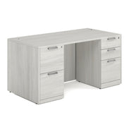 OfficeSource Laminate Double Full Pedestal Desk - 60" x 30" - Arcadia White